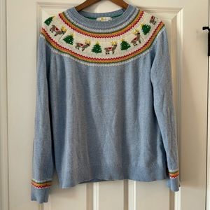 Boden Holiday Christmas Sweater Size Medium worn once, beautiful color details
